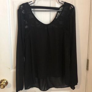 Sheer lace long sleeve blouse